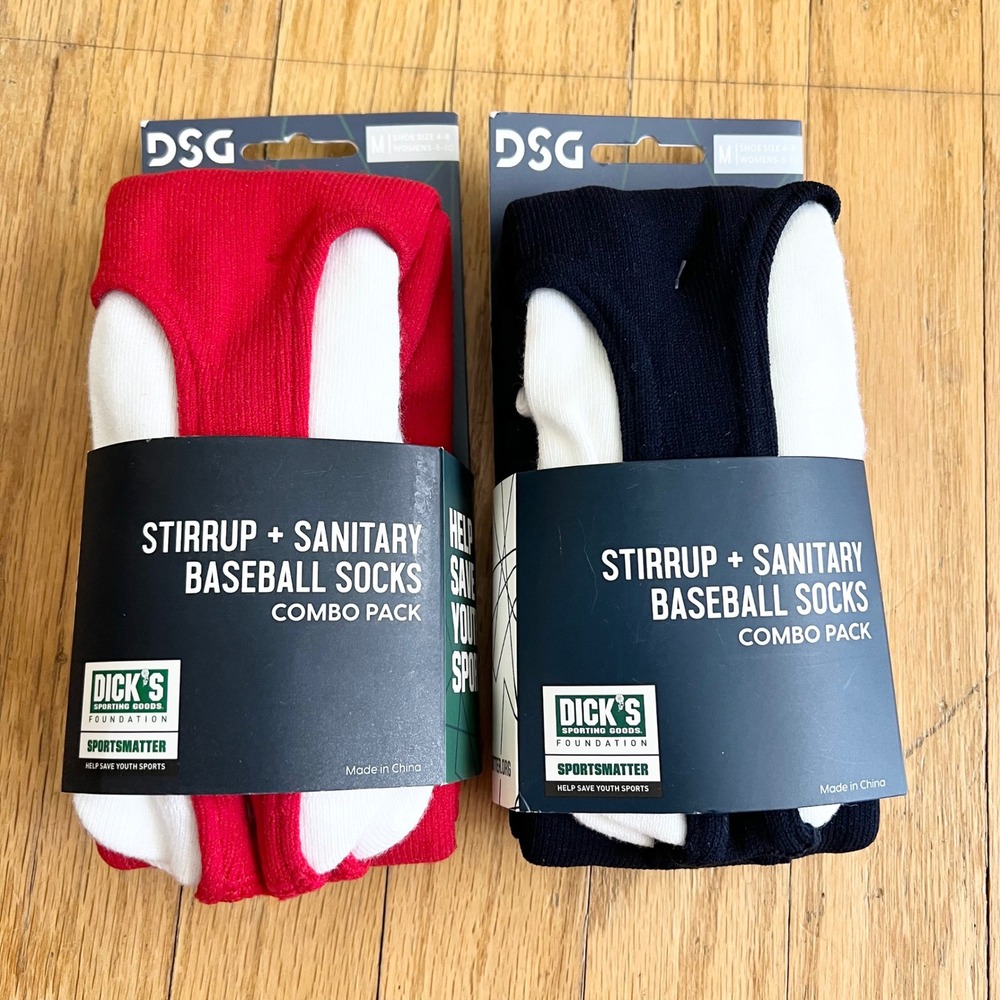 DSG Baseball Socks Stirrup Sanitary Combo Pack Womens Size M Red Navy New